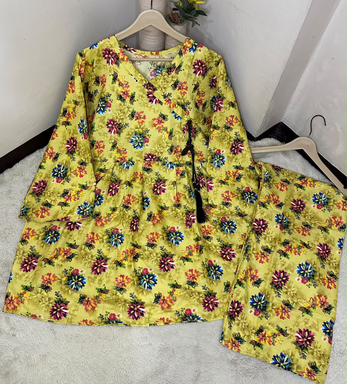 Printed anrakha frock 2pc