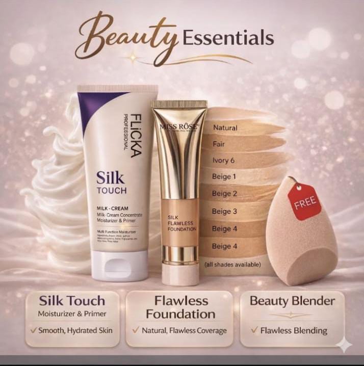 Beauty Essentials β Silk Touch Cream, Silk Flawless Foundation & Beauty Blender