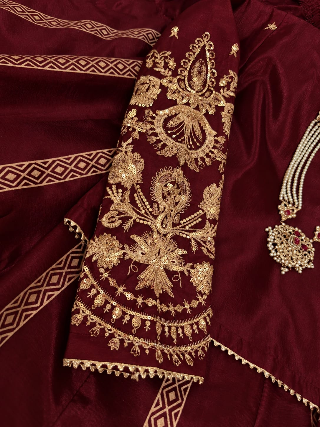 Front Back Blockprinted Lehnga