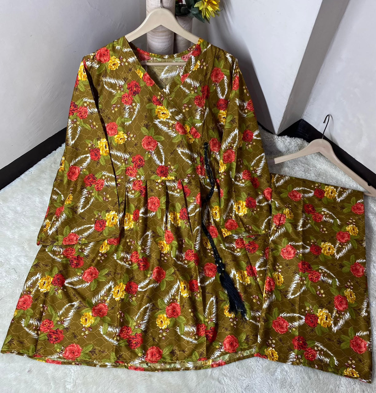Printed anrakha frock 2pc