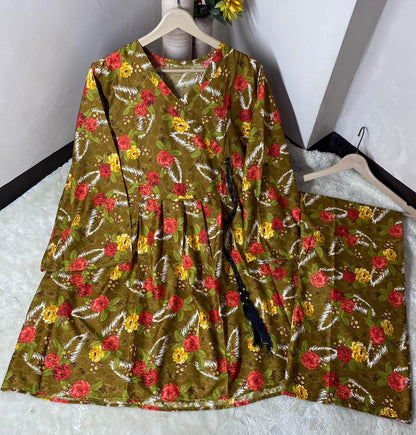 Printed anrakha frock 2pc