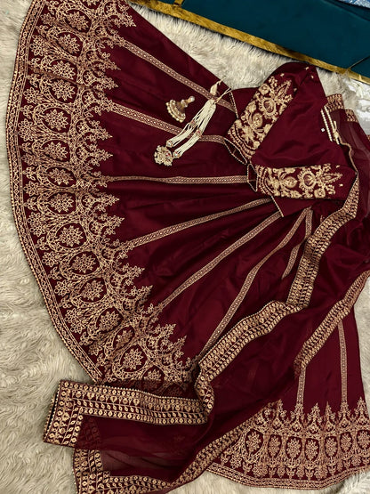 Front Back Blockprinted Lehnga