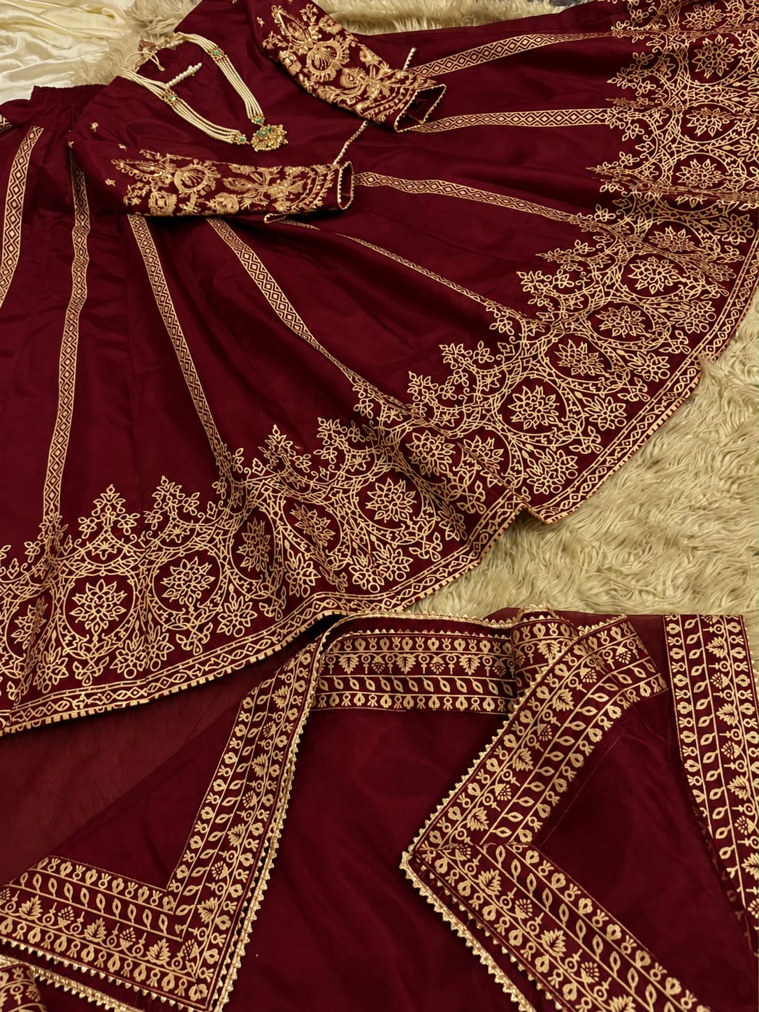 Front Back Blockprinted Lehnga