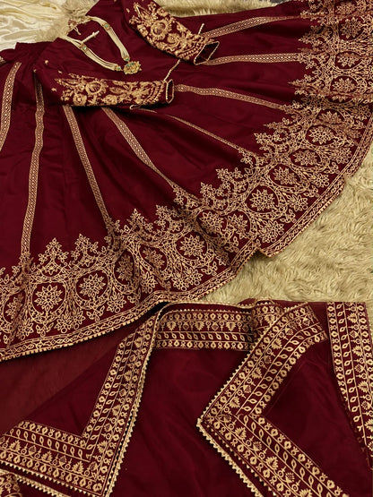 Front Back Blockprinted Lehnga