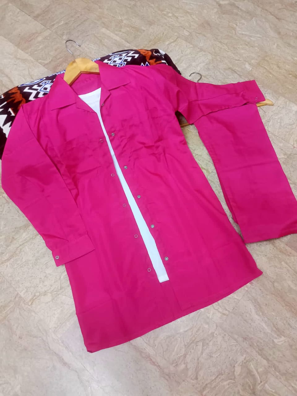 Western Tich Button Shirt with inner Shirt and Flapper 3PCs