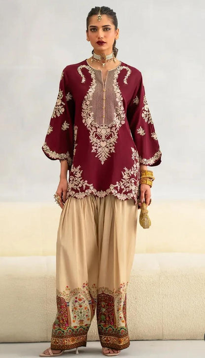 Sequence Embroidery Work On Neck, Front Shirt With Sequence &nbsp;Embroidered Daman ❤️